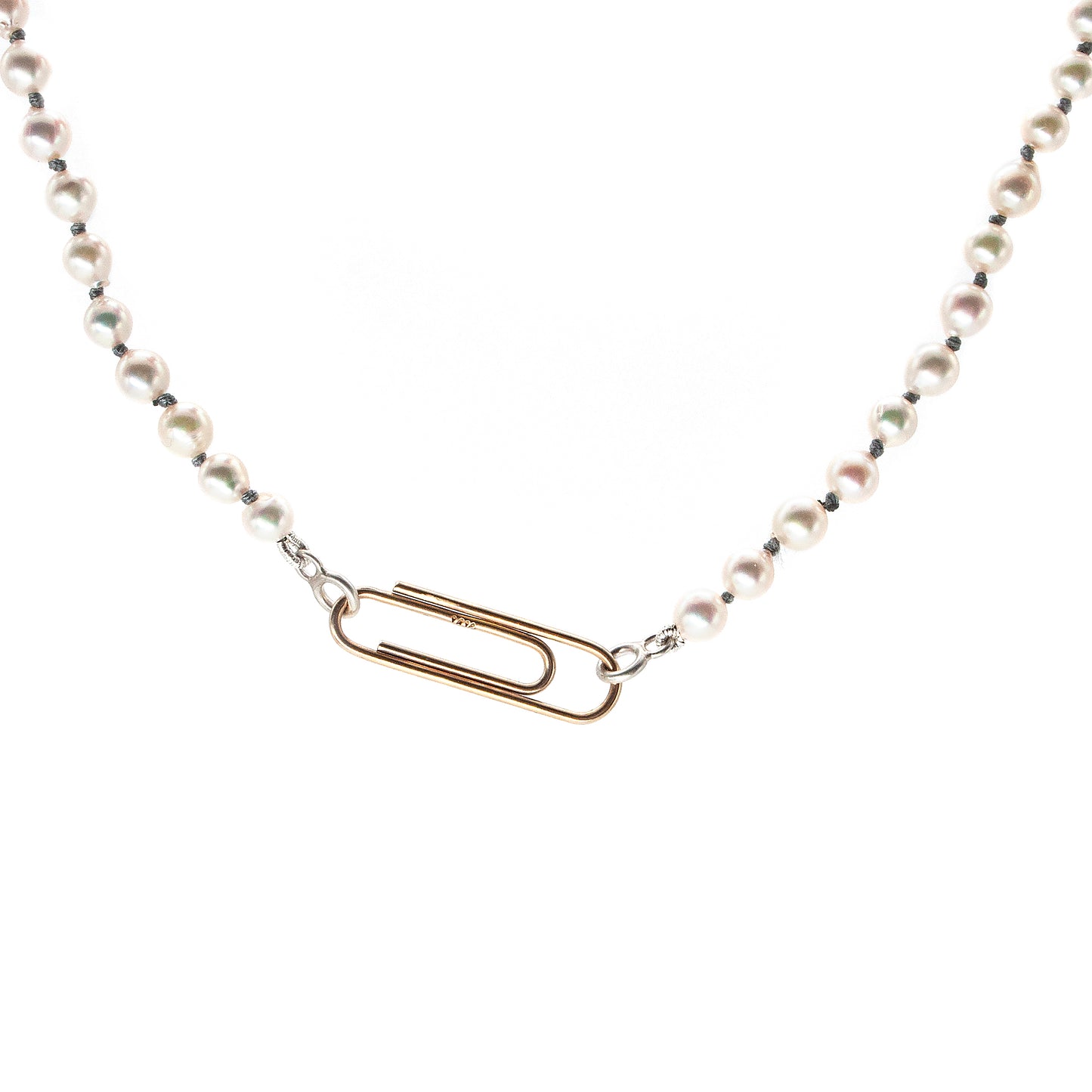 Akoya Pearl & Gold Paperclip Necklace